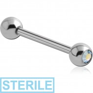 STERILE SURGICAL STEEL DOUBLE JEWELLED SWAROVSKI BARBELL PIERCING