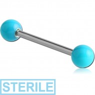 STERILE SURGICAL STEEL BARBELL WITH ENAMEL COATED STEEL BALL PIERCING