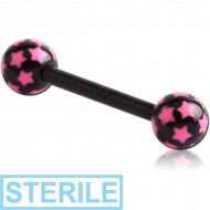 STERILE UV ACRYLIC FLEXIBLE BARBELL WITH PRINTED STARS BALL