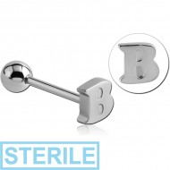 STERILE SURGICAL STEEL BARBELL WITH LETTER - B PIERCING