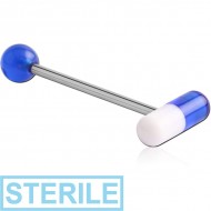 STERILE SURGICAL STEEL BARBELL WITH UV ACRYLIC CAPSULE PIERCING