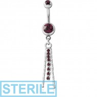 STERILE SURGICAL STEEL DOUBLE JEWELLED NAVEL BANANA WITH CHARM PIERCING