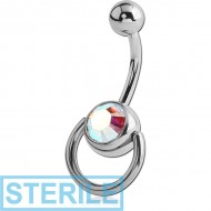 STERILE SURGICAL STEEL JEWELLED SLAVE NAVEL BANANA PIERCING