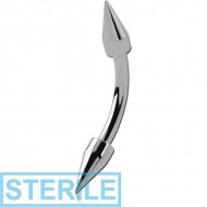 STERILE SURGICAL STEEL CURVED BARBELL WITH MINI SPIKES PIERCING