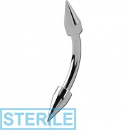 STERILE SURGICAL STEEL CURVED BARBELL WITH MINI SPIKES PIERCING