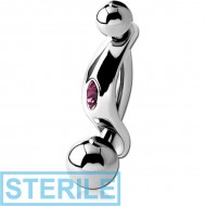 STERILE SURGICAL STEEL OVAL JEWELLED INTIMATE SHIELD AND MINI NAVEL BANANA PIERCING