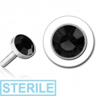 STERILE SURGICAL STEEL SWAROVSKI CRYSTAL JEWELLED PUSH FIT DISC FOR BIOFLEX INTERNAL LABRET PIERCING