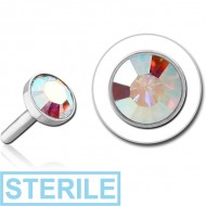 STERILE SURGICAL STEEL OPTIMA CRYSTAL JEWELLED PUSH FIT DISC FOR BIOFLEX INTERNAL LABRET PIERCING