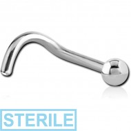 STERILE SURGICAL STEEL CURVED BALL NOSE STUD PIERCING