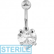 STERILE SURGICAL STEEL WILD HEART 10MM CZ DOUBLE JEWELLED NAVEL BANANA PIERCING