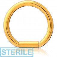 STERILE GOLD PVD COATED SURGICAL STEEL BAR CLOSURE RING