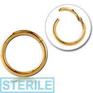 STERILE GOLD PVD COATED SURGICAL STEEL HINGED SEGMENT RING PIERCING