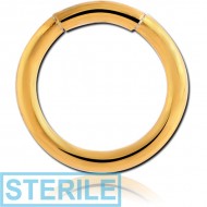 STERILE GOLD PVD COATED SURGICAL STEEL SMOOTH SEGMENT RING PIERCING