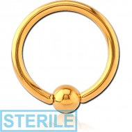 STERILE GOLD PVD COATED SURGICAL STEEL BALL CLOSURE RING