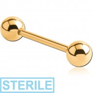 STERILE GOLD PVD COATED SURGICAL STEEL BARBELL PIERCING