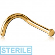 STERILE GOLD PVD COATED SURGICAL STEEL CURVED DISC NOSE STUD