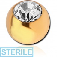 STERILE GOLD PVD COATED SURGICAL STEEL SWAROVSKI CRYSTAL JEWELLED MICRO BALL