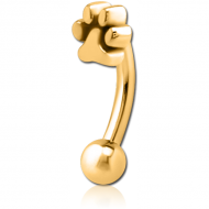 GOLD PVD COATED SURGICAL STEEL FANCY CURVED MICRO BARBELL - PLAIN ANIMAL PAW PIERCING