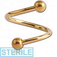 STERILE GOLD PVD COATED SURGICAL STEEL MICRO BODY SPIRAL PIERCING