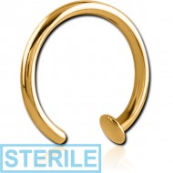 STERILE GOLD PVD COATED SURGICAL STEEL OPEN NOSE RING PIERCING