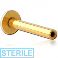 STERILE GOLD PVD COATED SURGICAL STEEL THREADLESS LABRET PIN