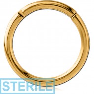 STERILE GOLD PVD COATED TITANIUM HINGED SEGMENT RING PIERCING