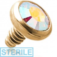 STERILE GOLD PVD COATED TITANIUM JEWELLED DISC FOR 1.6MM INTERNALLY THREADED PINS PIERCING