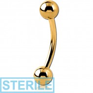 STERILE GOLD PVD COATED TITANIUM CURVED MICRO BARBELL