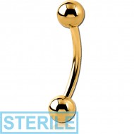 STERILE GOLD PVD COATED TITANIUM CURVED MICRO BARBELL PIERCING