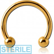 STERILE GOLD PVD COATED TITANIUM MICRO CIRCULAR BARBELL PIERCING