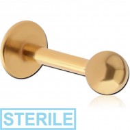 STERILE GOLD PVD COATED TITANIUM MICRO LABRET PIERCING