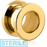 STERILE GOLD PVD COATED STAINLESS STEEL THREADED TUNNEL PIERCING