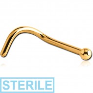 STERILE GOLD PVD COATED TITANIUM CURVED BALL NOSE STUD