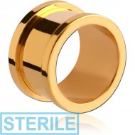 STERILE GOLD PVD COATED SURGICAL STEEL THREADED TUNNEL