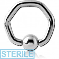 STERILE SURGICAL STEEL HEXAGON BALL CLOSURE RING PIERCING