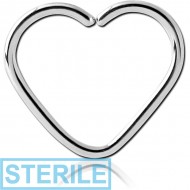 STERILE SURGICAL STEEL OPEN HEART SEAMLESS RING PIERCING