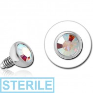 STERILE SURGICAL STEEL SWAROVSKI CRYSTAL JEWELLED BALL FOR 1.6MM INTERNALLY THREADED PIN PIERCING