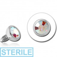 STERILE SURGICAL STEEL SWAROVSKI CRYSTAL JEWELLED BALL FOR 1.6MM INTERNALLY THREADED PIN