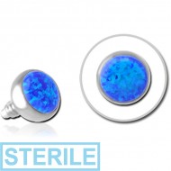 STERILE SURGICAL STEEL SYNTHETIC OPAL JEWELLED DISC FOR 1.2MM INTERNALLY THREADED PINS PIERCING