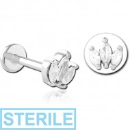 STERILE SURGICAL STEEL INTERNALLY THREADED JEWELLED MICRO LABRET PIERCING