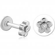STERILE SURGICAL STEEL INTERNALLY THREADED JEWELED MICRO LABRET PIERCING