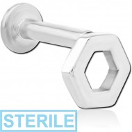 STERILE SURGICAL STEEL INTERNALLY THREADED MICRO LABRET PIERCING