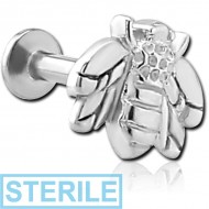 STERILE SURGICAL STEEL INTERNALLY THREADED MICRO LABRET - HONEY BEE PIERCING