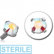 STERILE SURGICAL STEEL ROUND PRONG SET JEWELLED FOR 1.2MM INTERNALLY THREADED PINS PIERCING