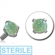 STERILE SURGICAL STEEL ROUND PRONG SET SYNTHETIC OPAL FOR 1.2MM INTERNALLY THREADED PINS PIERCING