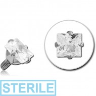 STERILE SURGICAL STEEL SQUARE PRONG SET JEWELLED FOR 1.2MM INTERNALLY THREADED PINS PIERCING