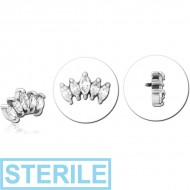 STERILE SURGICAL STEEL JEWELLED MICRO ATTACHMENT FOR 1.2MM INTERNALLY THREADED PINS - FIVE GEMS PIERCING