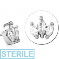 STERILE SURGICAL STEEL JEWELLED MICRO ATTACHMENT FOR 1.2MM INTERNALLY THREADED PINS PIERCING