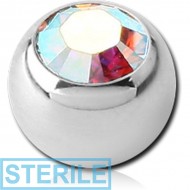 STERILE SURGICAL STEEL SWAROVSKI CRYSTAL JEWELLED BALL PIERCING