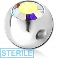 STERILE SURGICAL STEEL SWAROVSKI CRYSTAL JEWELLED BALL FOR BALL CLOSURE RING PIERCING